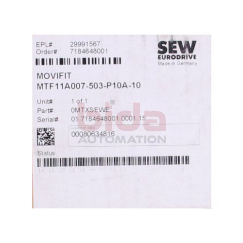 SEW MTF11A007-503-P10A-10 (0MTXSEWE) Movifit Umrichter Inverter