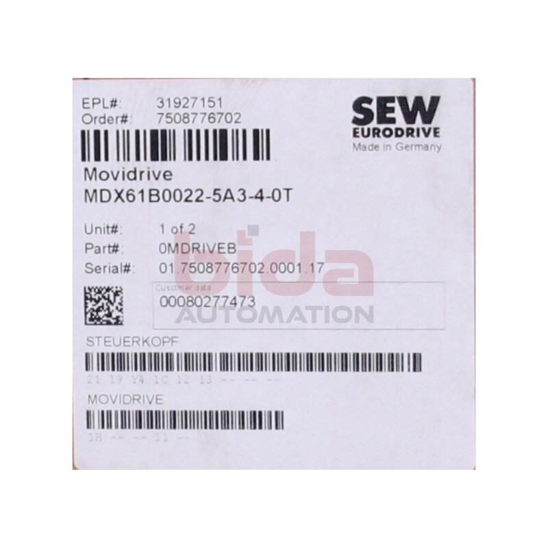 SEW MDX61B0022-5A3-4-0T(0MDRIVEB) Movidrive Umrichter Converter