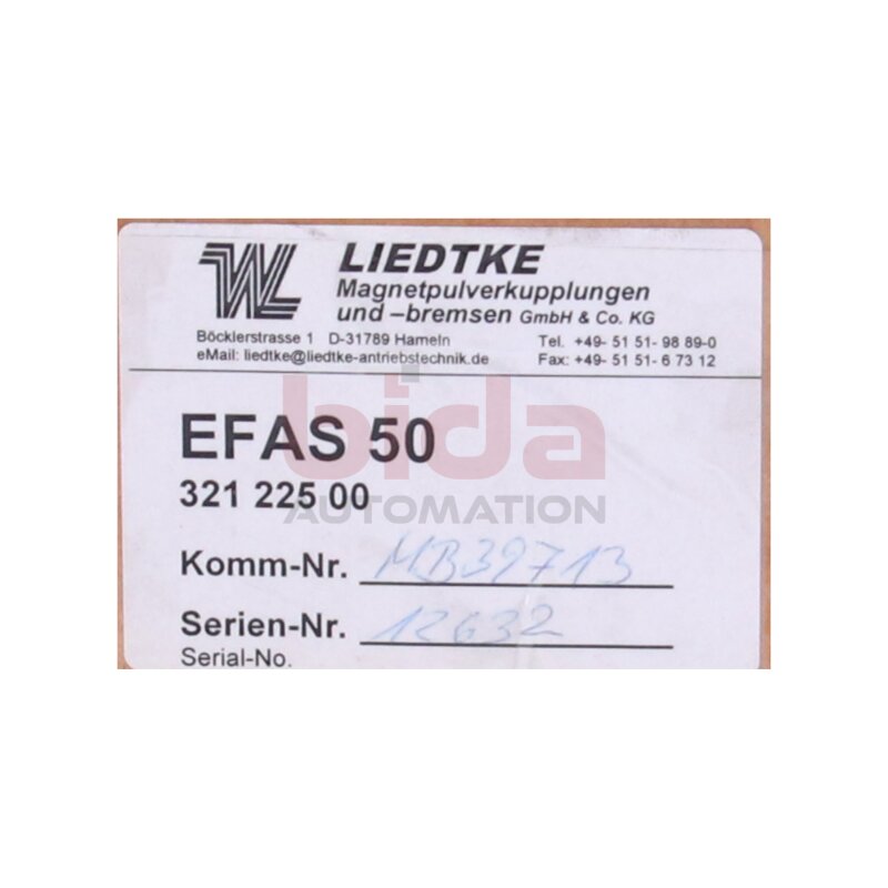 LIEDTKE EFAS50 / EFAS 50F (32122500) Magnetpulverkupplung/-bremse Electromagnetic clutch/brake