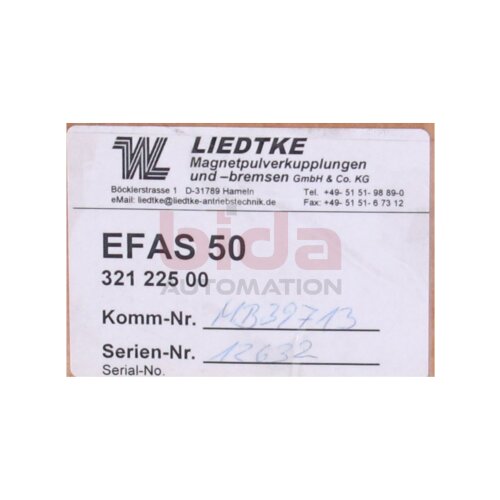 LIEDTKE EFAS50 / EFAS 50F (32122500) Magnetpulverkupplung/-bremse Electromagnetic clutch/brake