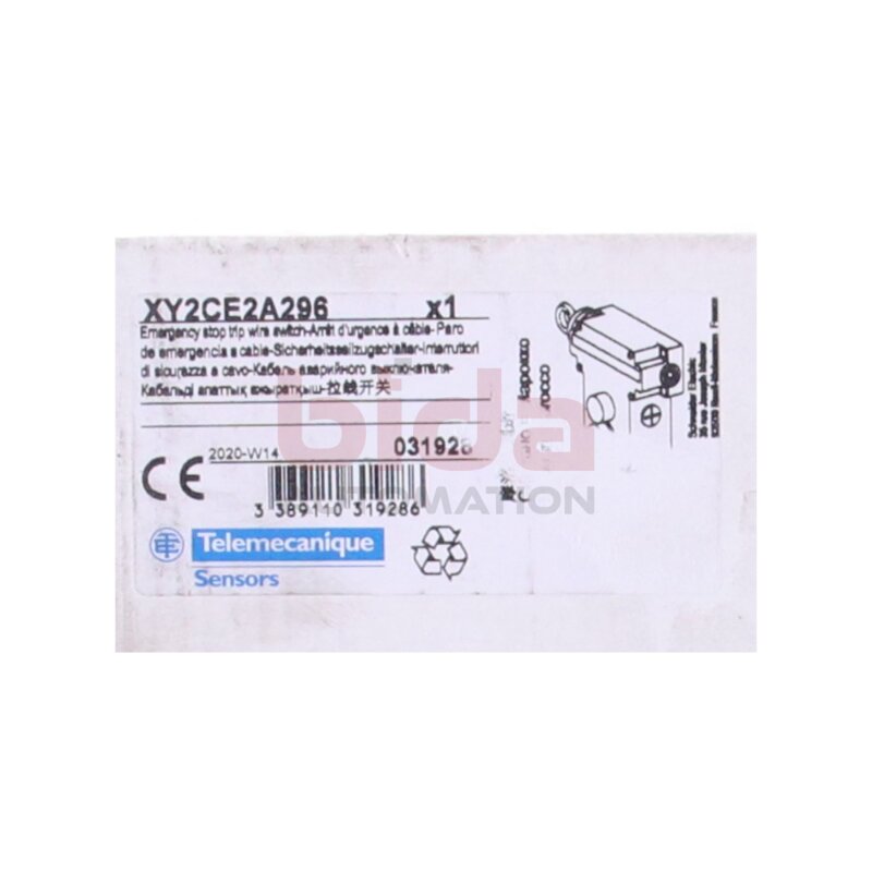 Telemecanique XY2CE2A296 Latching emergency stop rope pull switch /  Rastender Not-Aus-Seilzugschalter
