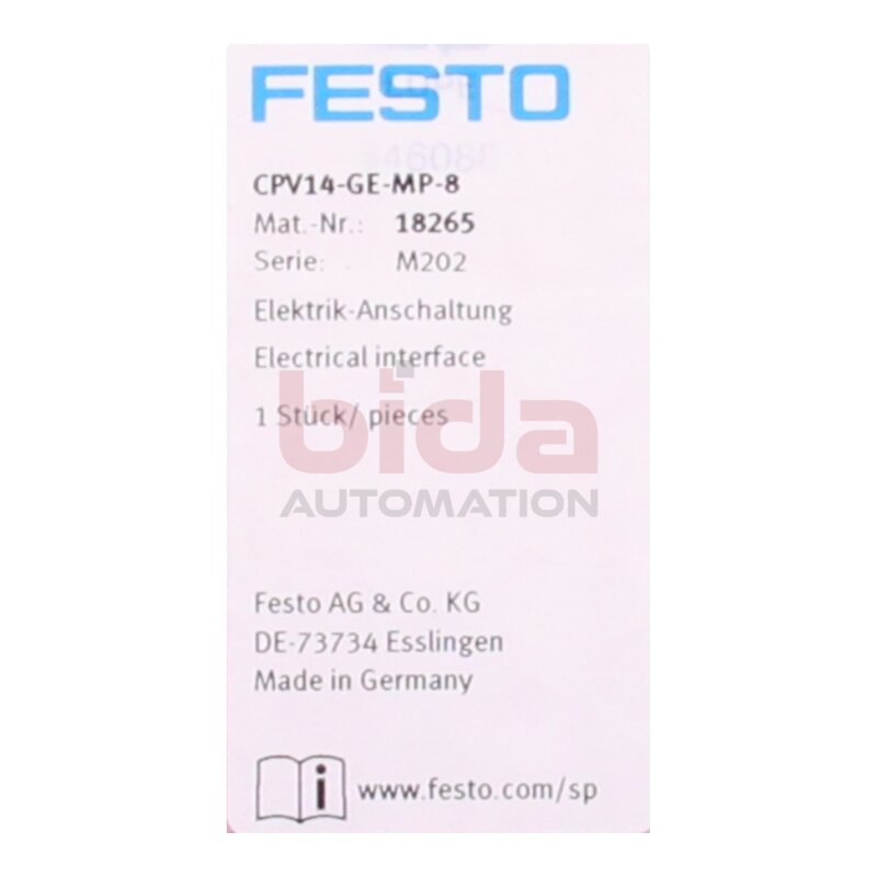 Festo CPV14-GE-MP-8 (18265) Elektrik-Anschaltung / Electrical connection
