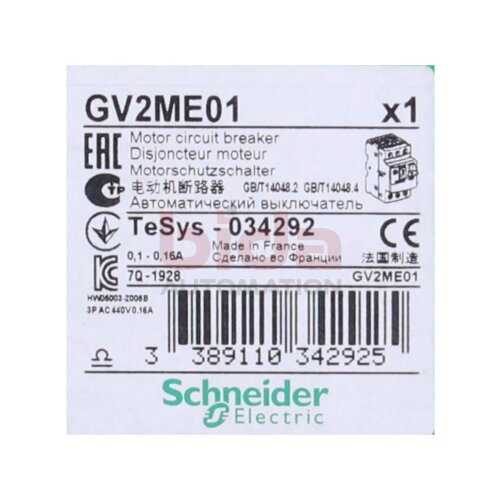 Schneider Electronic GV2ME01 Motorschutzschalter / Motor circuit breaker / 690 V AC 50/60 Hz