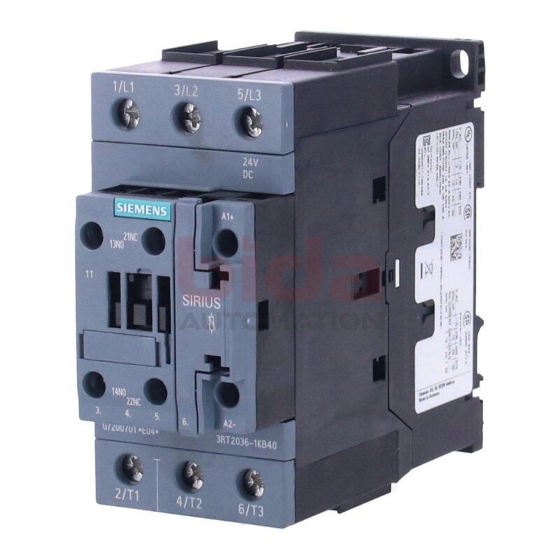 Siemens 3RT2036-1KB40 / 3RT2 036-1KB40 Leistungssch&uuml;tz / Power contactor  51 A, 22 kW / 400 V, 3-polig, DC 24 V