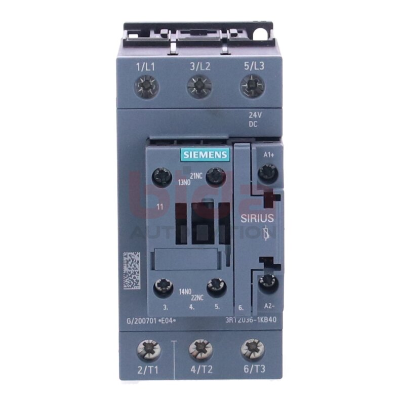 Siemens 3RT2036-1KB40 / 3RT2 036-1KB40 Leistungssch&uuml;tz / Power contactor  51 A, 22 kW / 400 V, 3-polig, DC 24 V