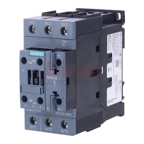 Siemens 3RT2036-1KB40 / 3RT2 036-1KB40 Leistungssch&uuml;tz / Power contactor  51 A, 22 kW / 400 V, 3-polig, DC 24 V
