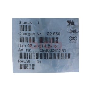 HARTING Han 6B-asg1-LB-16 (09300061251)...