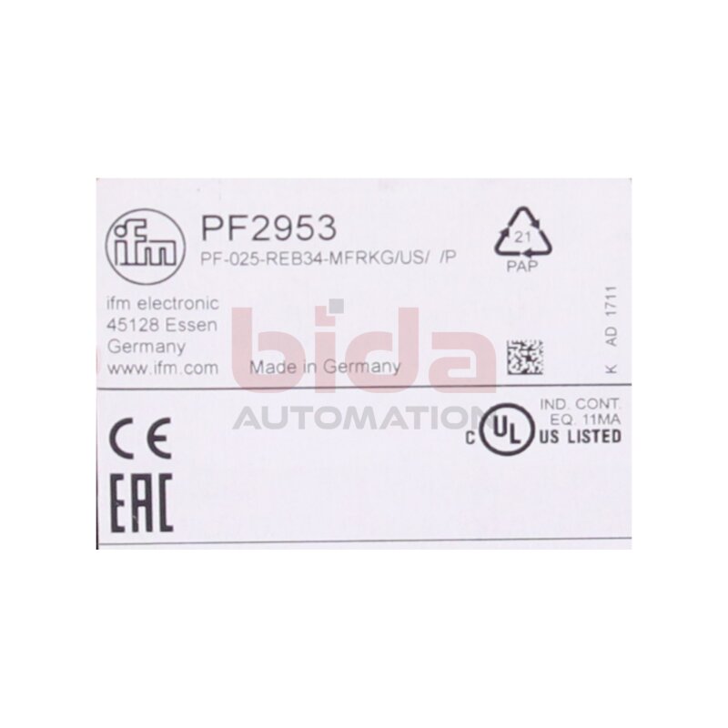 Ifm PF2953 Frontb&uuml;ndiger Drucksensor Front-flush pressure sensor