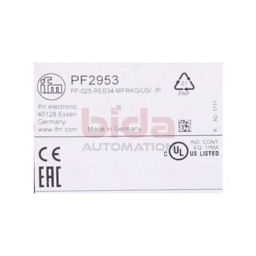 Ifm PF2953 Frontb&uuml;ndiger Drucksensor Front-flush pressure sensor