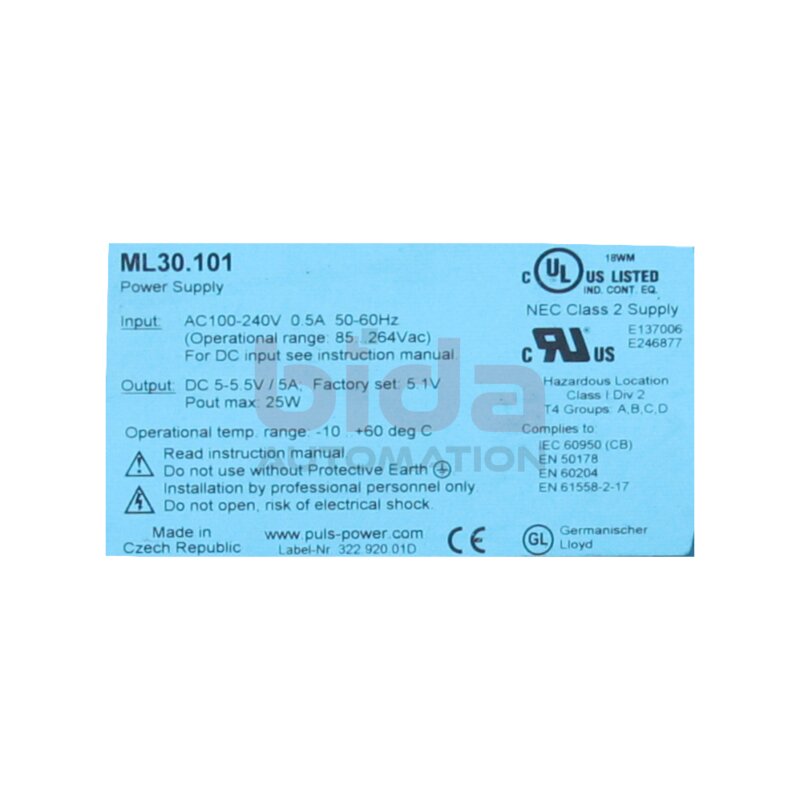 PULS power supply MIL30.101 Hutschienen-Netzteile f&uuml;r 1-Phasen-Systeme