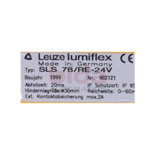 Leuze Iumiflex SLS 78/RE-24V (902121) Einstrahl-Sicherheits-Lichtschranke Empf&auml;nger /Single light beam safety device Receiver