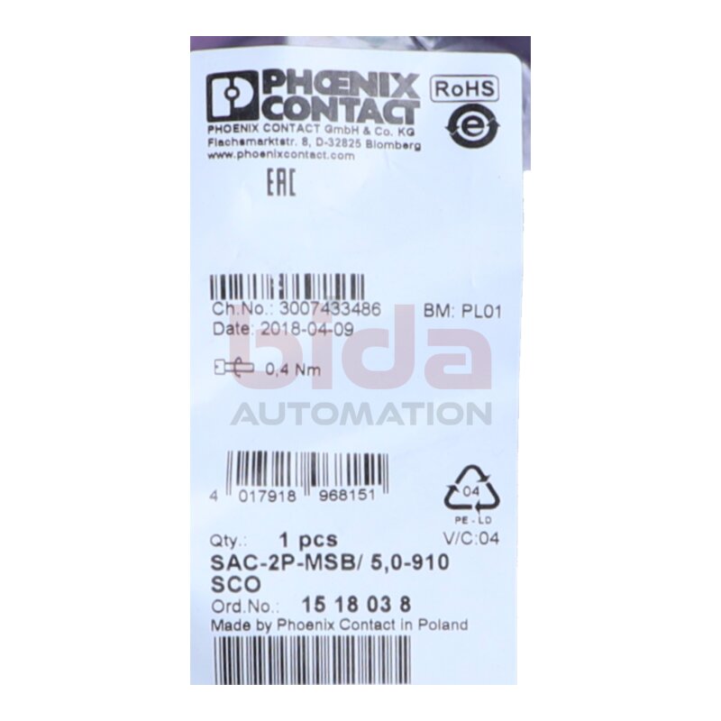 PHOENIX CONTACT SAC-2P-MSB (1518135) Bussystem-Kabel / Bus system cable