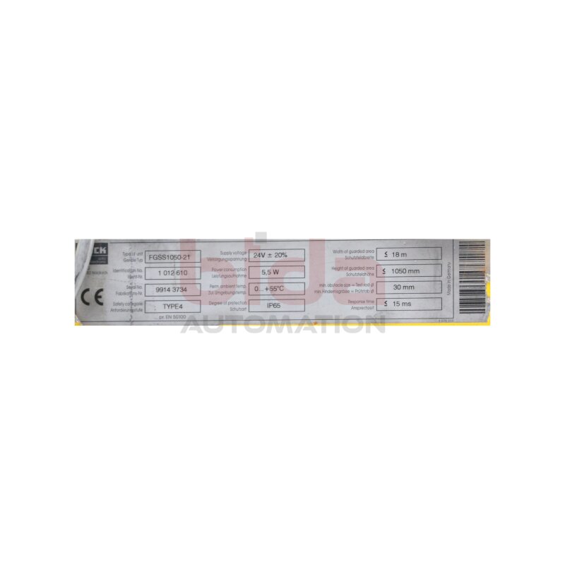 Sick FGSS1050-21  Lichtschranke Photoelectric Barrier 24V 5,5 W