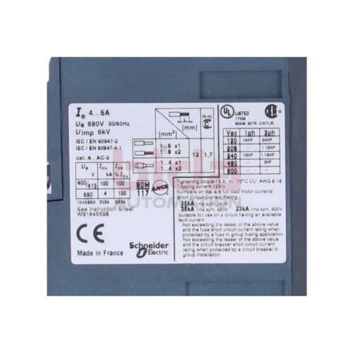 Telemecanique GV3ME10/4-6A Motorschutzschalter / motor protection switch