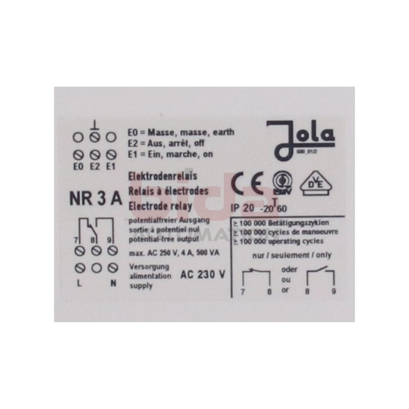 Jola NR3A / NR 3 A Elektrodenrelais Electrode relay