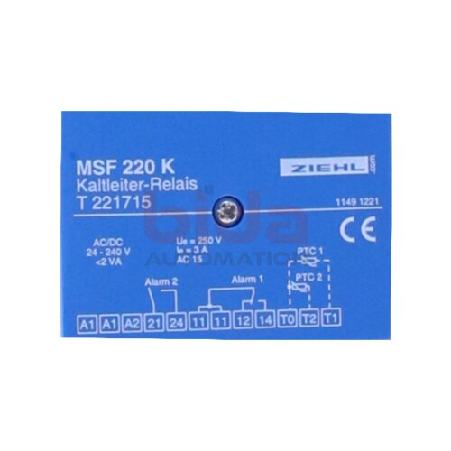 ZIEHL MSF220K / MSF 220 K Kaltleiter-Relais  PTC relay
