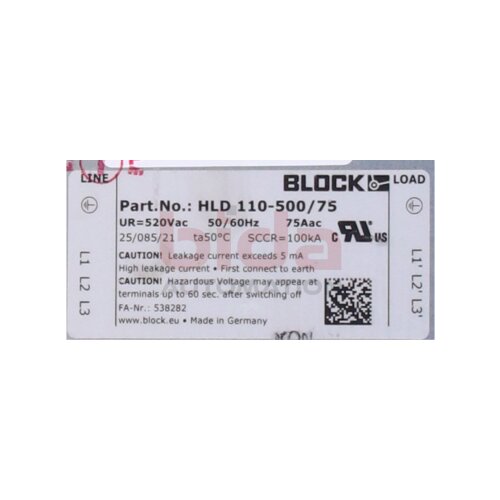 BLOCK HLD 110-500/75 Funk-Entst&ouml;rfilter / radio interference filter