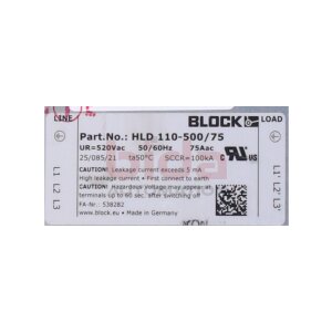 BLOCK HLD 110-500/75 Funk-Entstörfilter / radio...