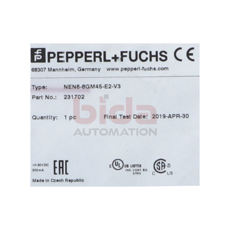 PEPPERL+FUCHS NEN6-8GM45-E2-V3(231702) Induktiver Sensor Inductive sensor