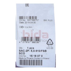 PHOENIX CONTACT SAC-2P-5,-910/FSB SCO (1518070)...