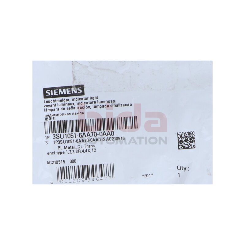 Siemens 3SU1051-6AA70-0AA0 Leuchtmelder Indicator lights