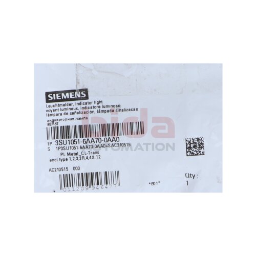 Siemens 3SU1051-6AA70-0AA0 Leuchtmelder Indicator lights
