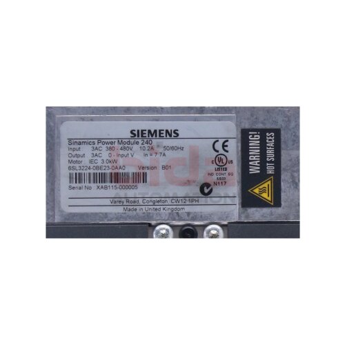 Siemens 6SL3224-0BE23-0AA0 (6SL3 224-0BE23-0AA0) Sinamics G120 Power Module