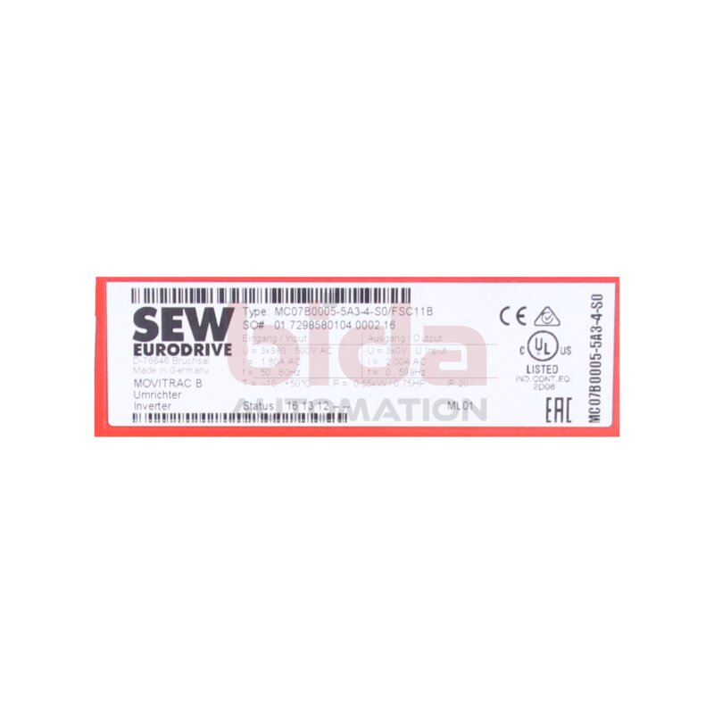 SEW MC07B0005-5A3-4-S0/FSC11B Umrichter Inverter