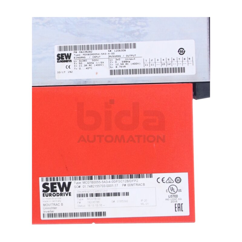 SEW MDX60A0054-5A3-4-00 + MC07B0055-5A3-4-00/FSC12B/DFP2 Frequenzumrichter Frequency Converter