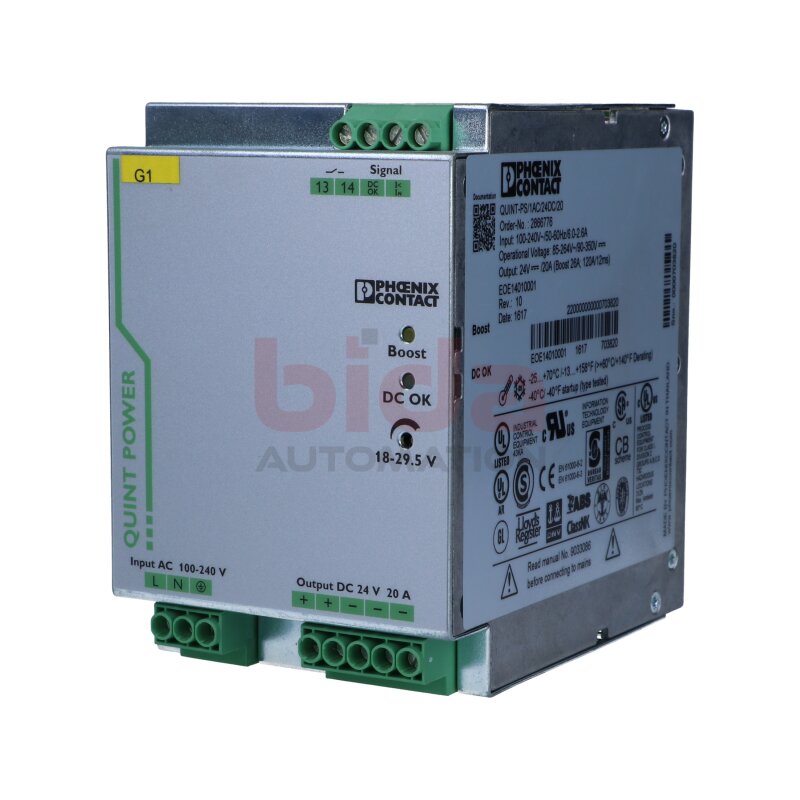 Phoenix Contact QUINT-PS/1AC/24DC/20 (2866776) Power Supply Stromversogrung