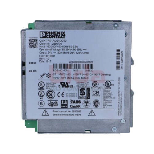 Phoenix Contact QUINT-PS/1AC/24DC/20 (2866776) Power Supply Stromversogrung