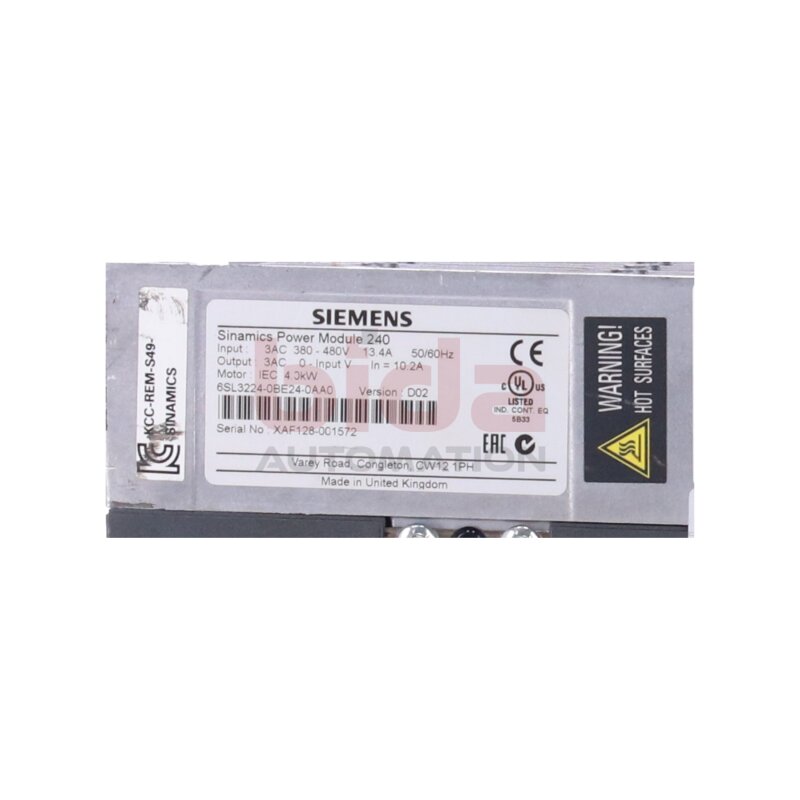 Siemens 6SL3224-0BE24-0AA0 (6SL3 224-0BE24-0AA0) SINAMICS G120 Power Module