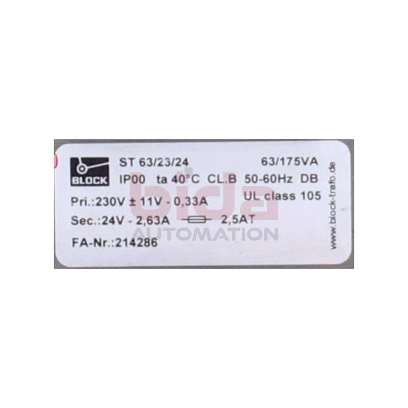 BLOCK ST63/23/24 (214286) Sicherheitstransformator Safety transformer
