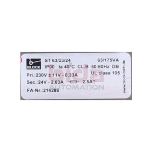 BLOCK ST63/23/24 (214286) Sicherheitstransformator Safety...