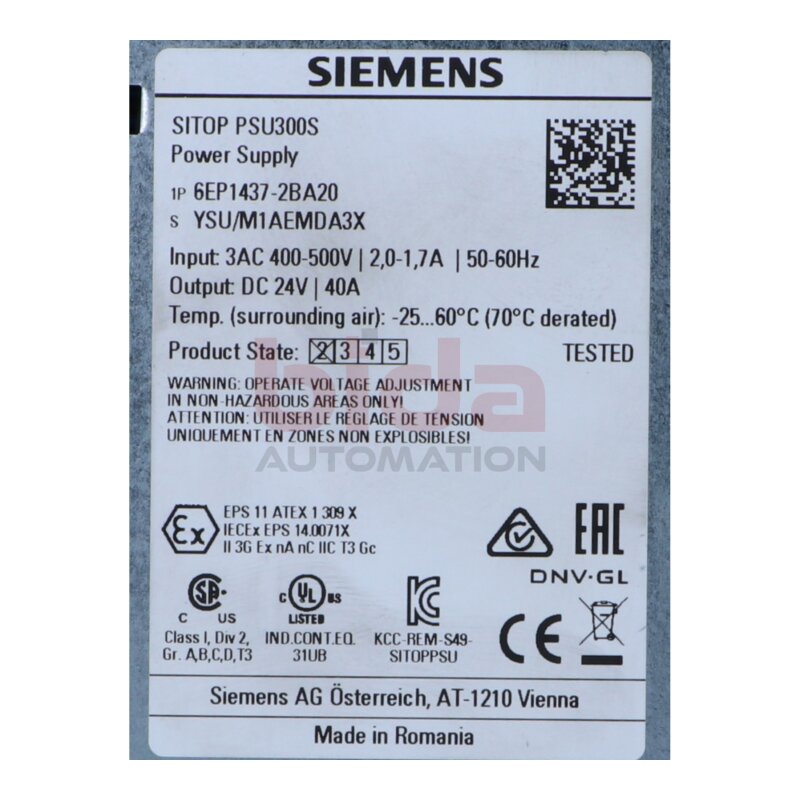 Siemens 6EP1437-2BA20 (6EP1 437-2BA20) Power Supply Stromversorgung
