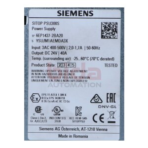 Siemens 6EP1437-2BA20 (6EP1 437-2BA20) Power Supply...