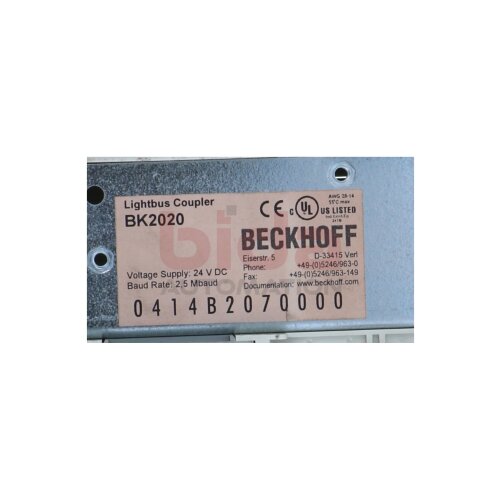 BECKHOFF BK2020 Lightbus-Buskoppler / Lightbus coppler 24V DC
