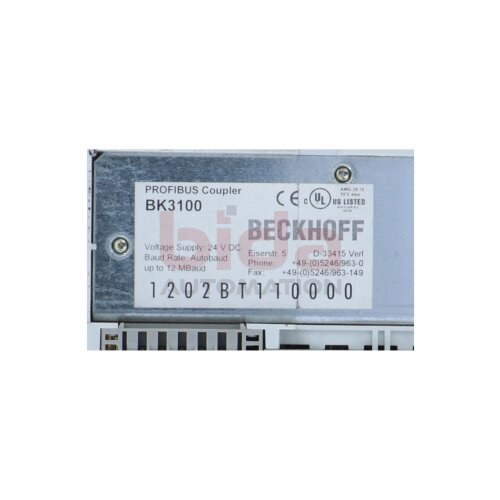 BECKHOFF BK3100 PROFIBUS-Buskoppler 24V DC