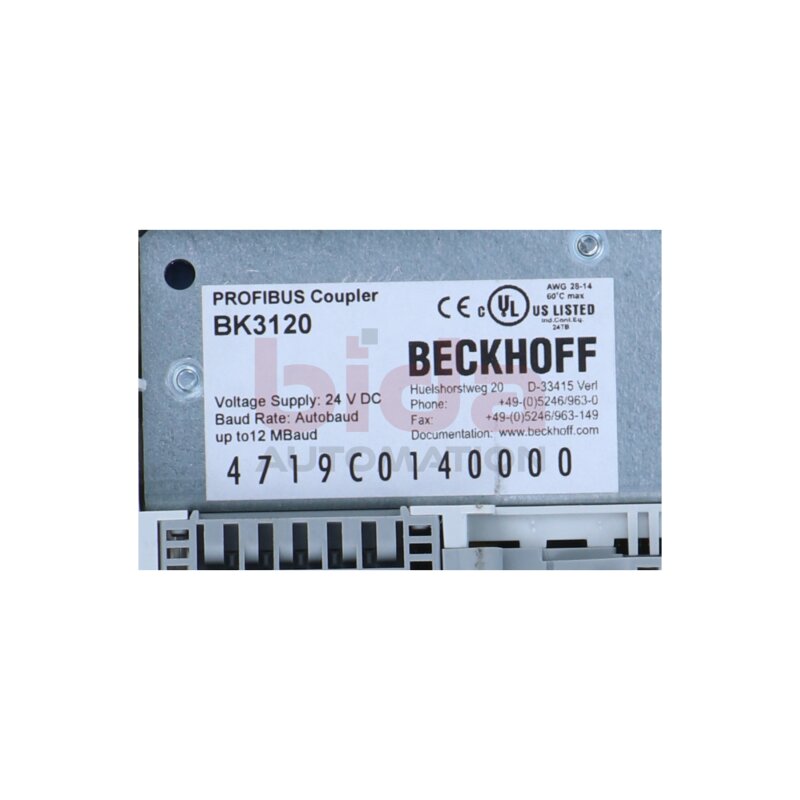 Beckhoff BK3120 PROFIBUS-Economy-plus-Buskoppler Economy-plus bus coupler