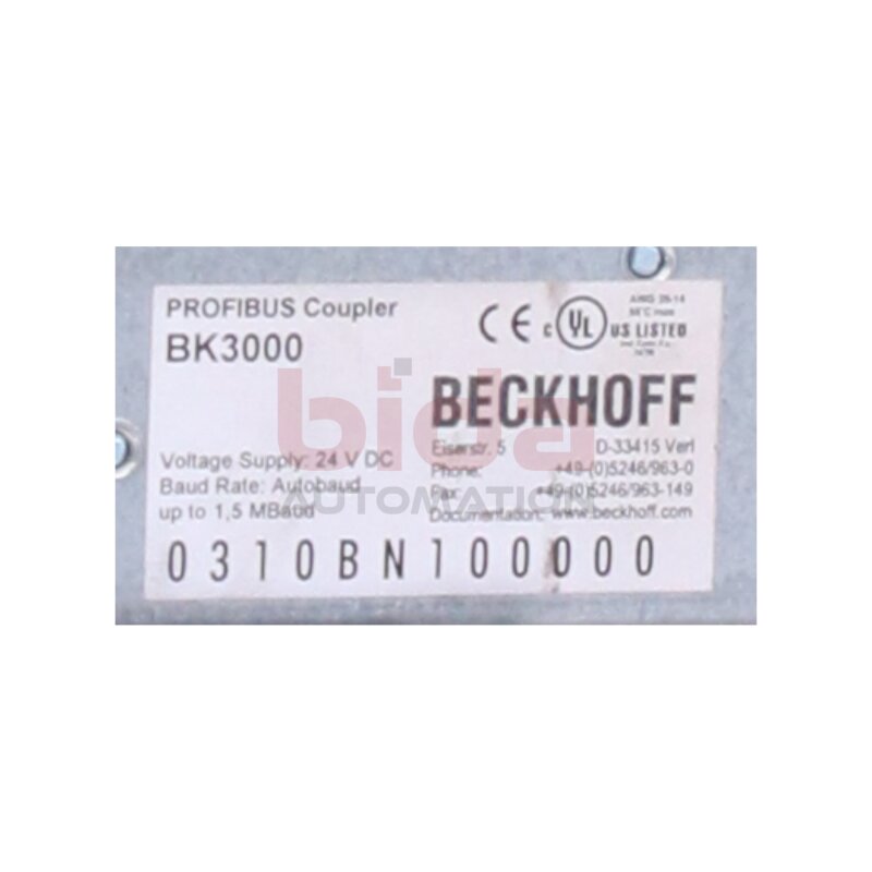 BECKHOFF BK3000 PROFIBUS Koppler PROFIBUS coupler