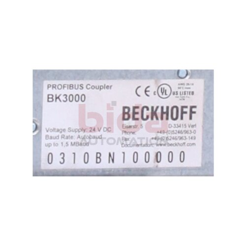 BECKHOFF BK3000 PROFIBUS Koppler PROFIBUS coupler