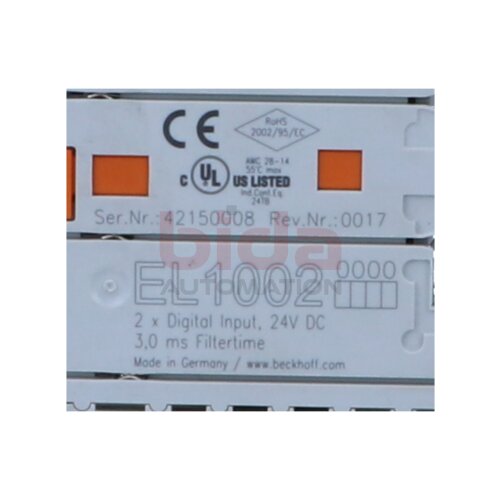 BECKHOFF EL1002 2-Kanal-Digital-Eingangsklemme 2-channel digital input terminal