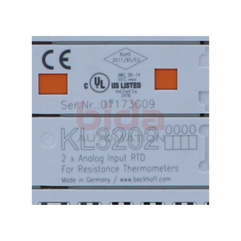 BECKHOFF KL3202 Busklemme,2-Kanal-Analog-Eingang, Temperatur, RTD (Pt100), 16 Bit  BusTerminal, 2-channel analog input