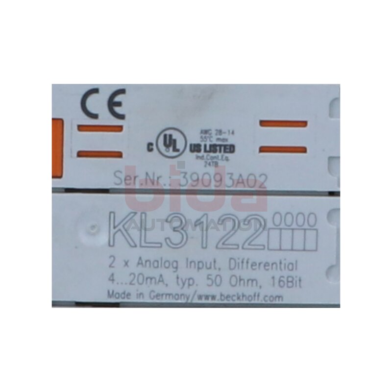 BECKHOFF KL3122 Busklemme, 2-Kanal-Analog-Eingang BusTerminal, 2-channel analog input