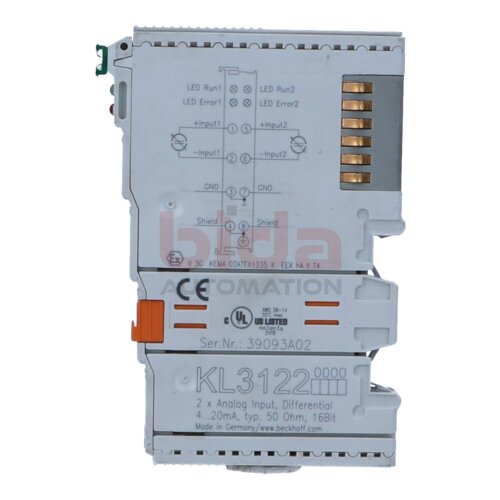 BECKHOFF KL3122 Busklemme, 2-Kanal-Analog-Eingang BusTerminal, 2-channel analog input
