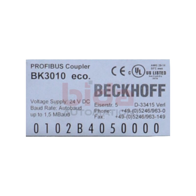 BECKHOFF BK3010 Busklemme PROFIBUS Koppler Bus terminal PROFIBUS coupler