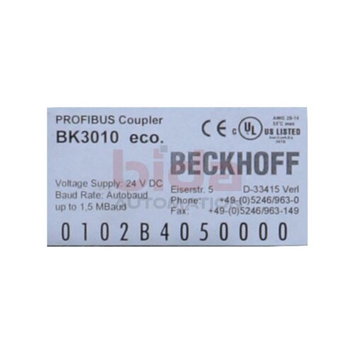 BECKHOFF BK3010 Busklemme PROFIBUS Koppler Bus terminal PROFIBUS coupler