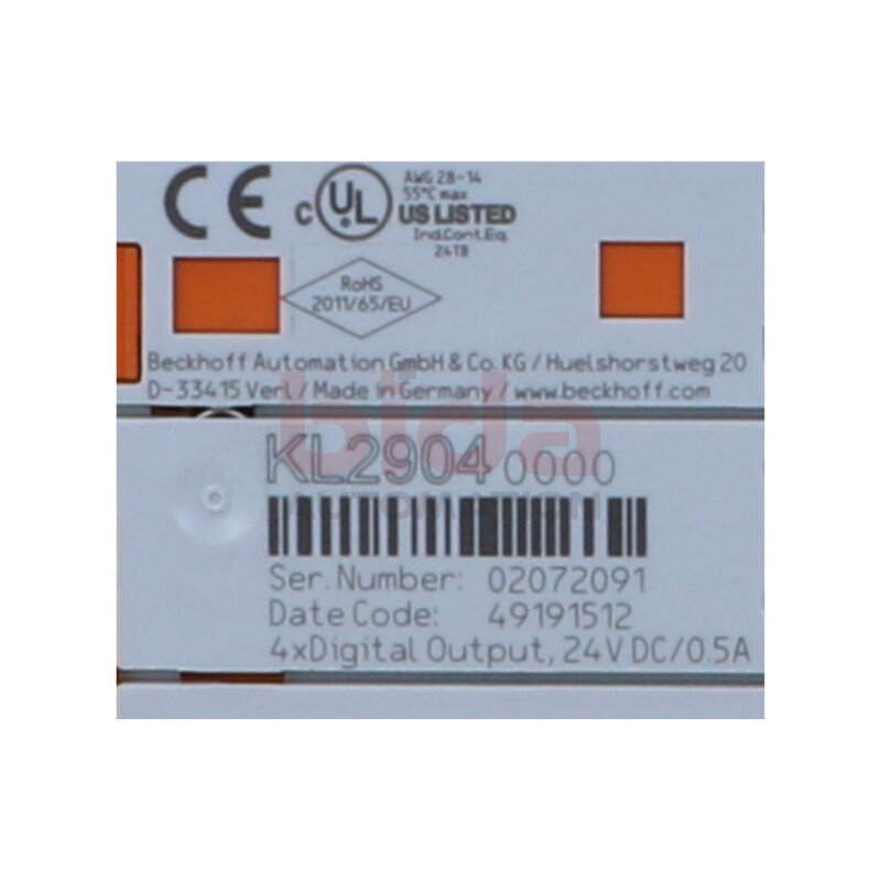BECKHOFF KL2904 Busklemme, 4-Kanal-Digital-Ausgang,TwinSAFE Bus terminal, 4-channel digital output