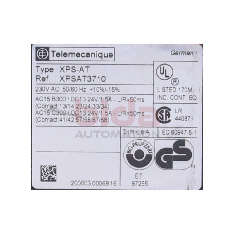 Telemecanique XPSAT3710 (XPS-AT) Sicherheitsrelais Not-Halt Safety Relay