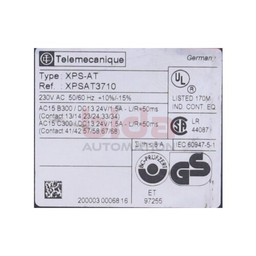 Telemecanique XPSAT3710 (XPS-AT) Sicherheitsrelais Not-Halt Safety Relay